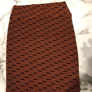 Burnt orange & navy Lularoe Cassie pencil skirt